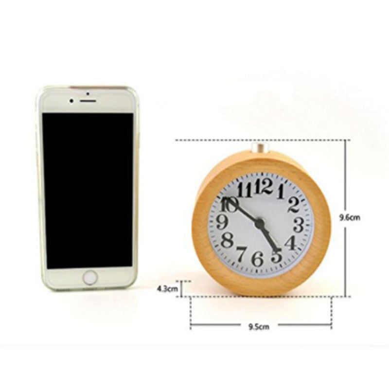 Wyatt Alarm Clock (Solid Beech Wood Student Bedside Silent Snooze Alarm Clock)