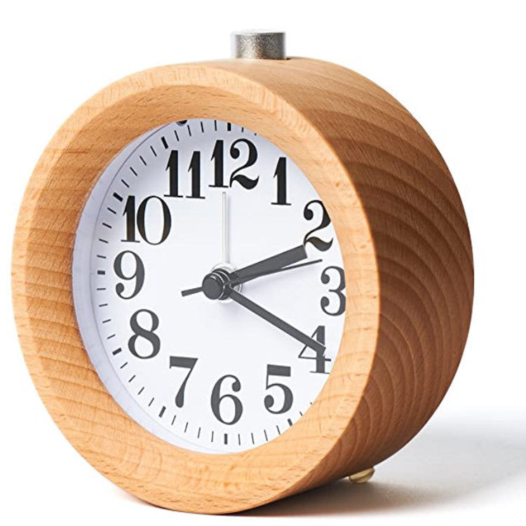 Wyatt Alarm Clock (Solid Beech Wood Student Bedside Silent Snooze Alarm Clock)