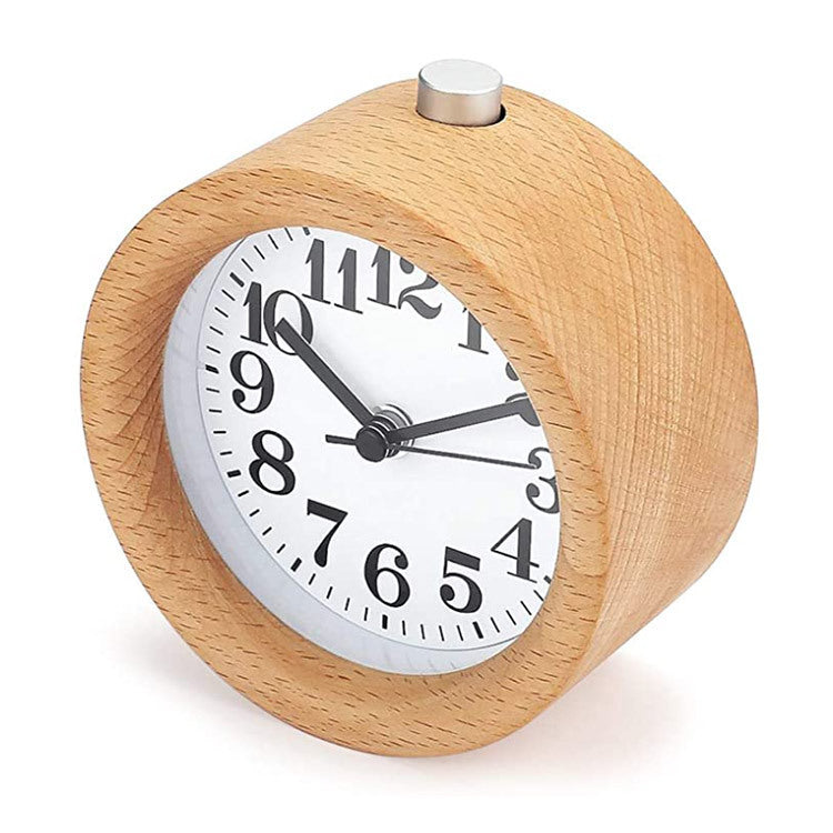 Wyatt Alarm Clock (Solid Beech Wood Student Bedside Silent Snooze Alarm Clock)