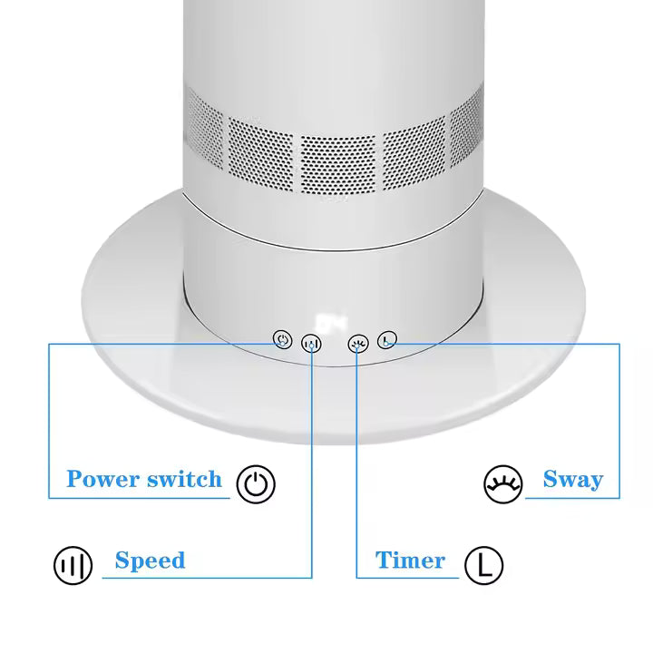 Isla Tower Fan (NEW H601 Bladeless Tower Fan – Quiet, Remote, LED, Energy Saving, Safe for Kids)