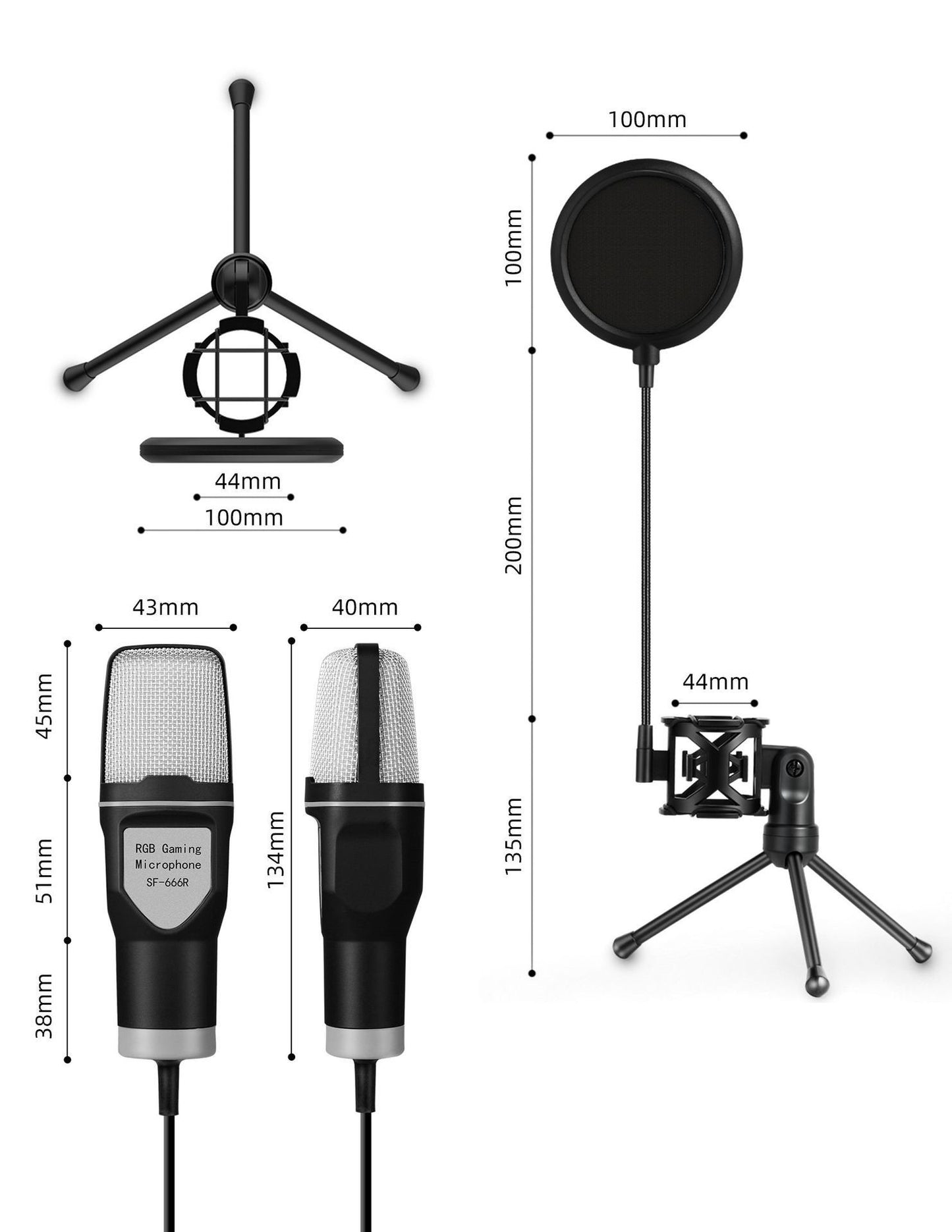 Cody Gaming Microphone (Clear Full RGB Capacitor Esports Gaming Desktop Microphone Computer Microphone)