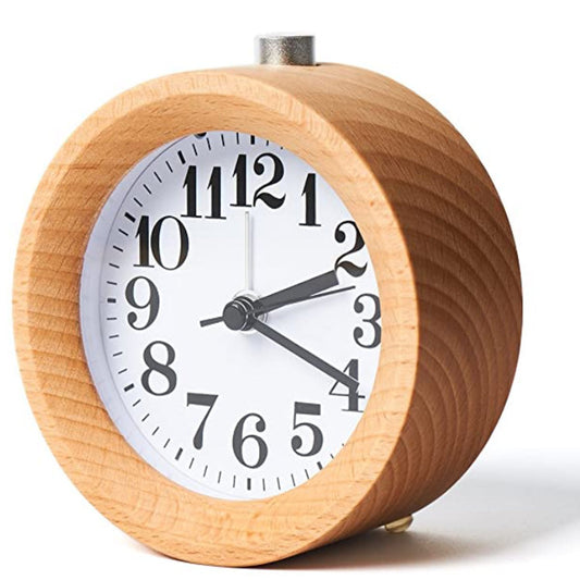 Wyatt Alarm Clock (Solid Beech Wood Student Bedside Silent Snooze Alarm Clock)