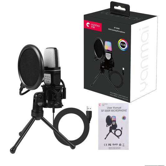 Cody Gaming Microphone (Clear Full RGB Capacitor Esports Gaming Desktop Microphone Computer Microphone)